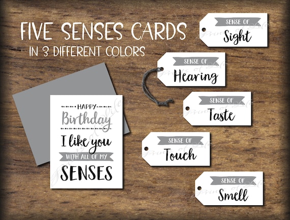 5 Senses Gift Tags & Card Gift for Girlfriend, Boyfriend, Him, Her