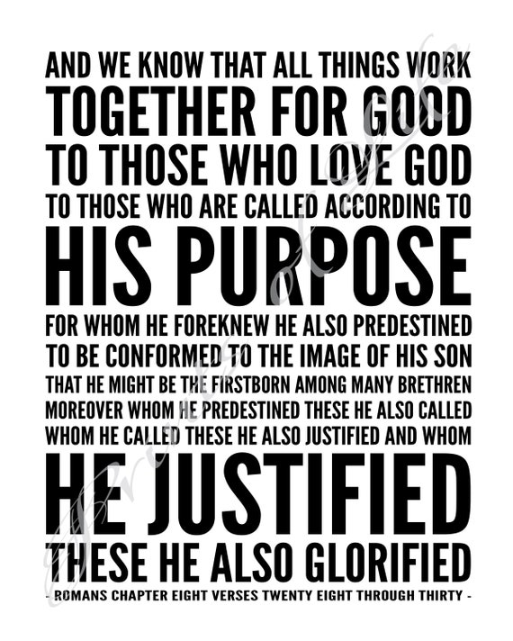 All Things Work Together for Good. Romans 8:28-30 Christian - Etsy