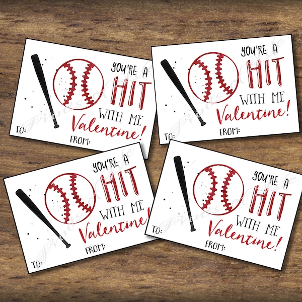 Baseball Kids Valentine cards. Sports Valentines Day. Boys girls. Instant download Pdf printable DIY print. Classroom school tags. kvc