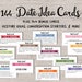 Printable Date Night cards. 144 Ideas. Instant download. Fun Romantic. Love coupon book. Dating game. Date jar. Wedding. Valentine's love. 