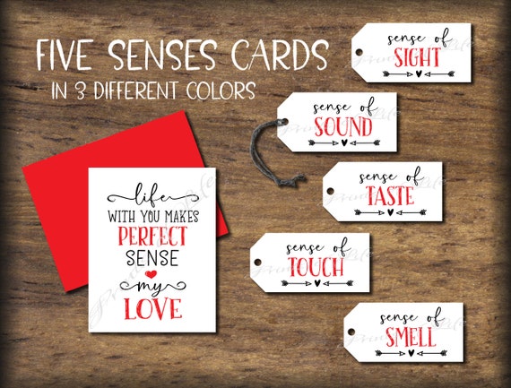 Printable 5 Senses Gift Tags for Him Anniversary Gift Ideas Valentine's Day  Tag Five Senses Gift Tag Birthday Gifts for Husband Boyfriend 