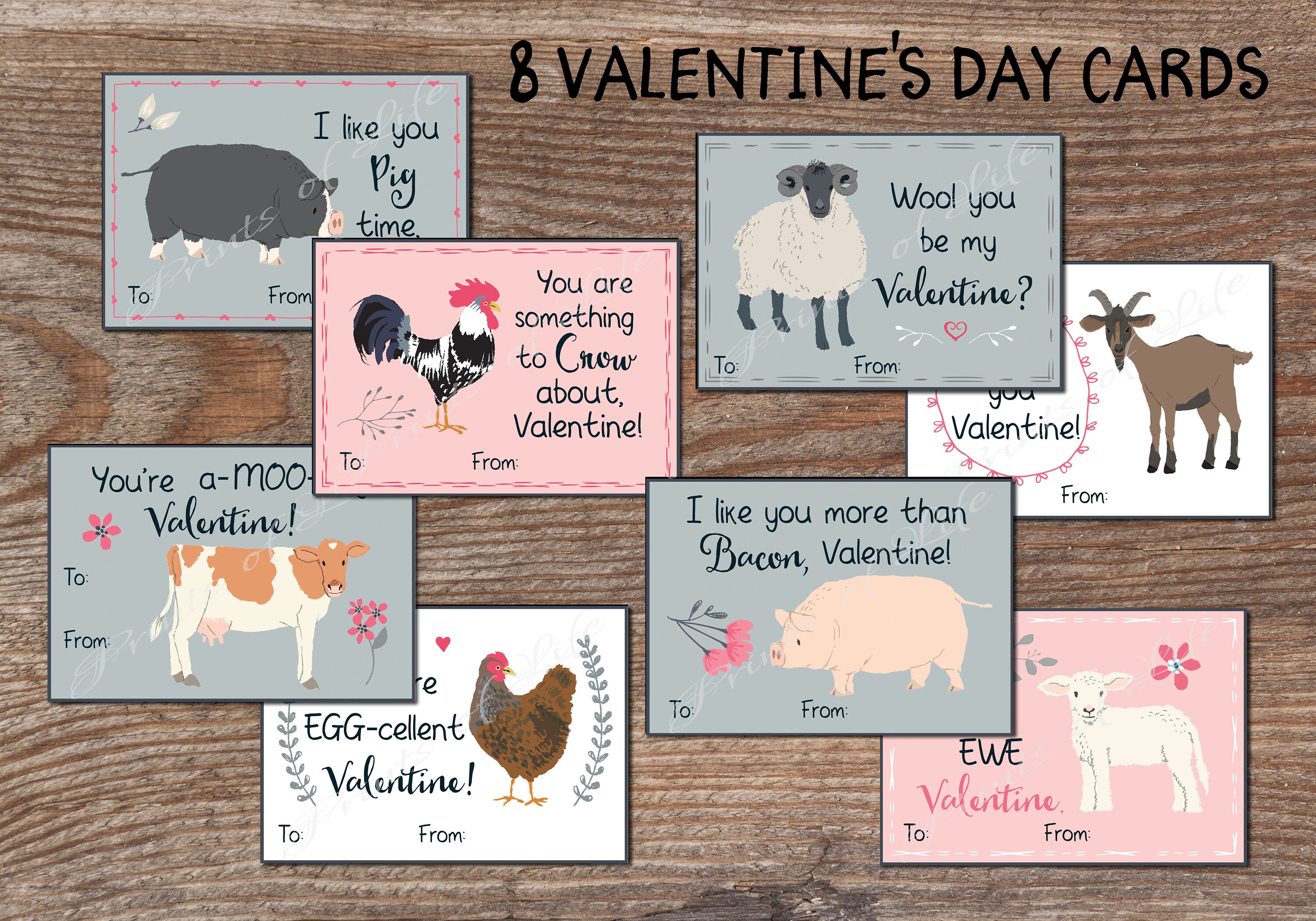 gisgfim 36 Pieces Valentine's Day Cards with Farm Animals for Kids  Valentines Day Greeting Cards Valentines Gift Exchange Cards for Girls Boys  School