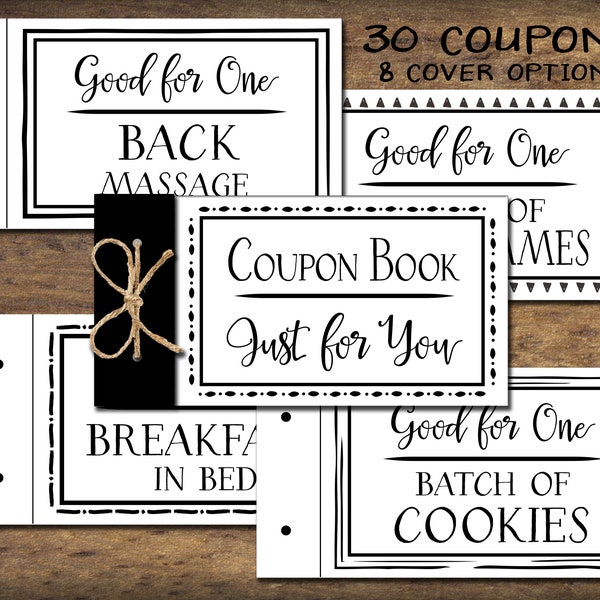 Coupon Book. Printable gift idea. Instant download. DIY PDF. Digital print. Love vouchers. Gift for husband, wife, child, mom, dad, friend.