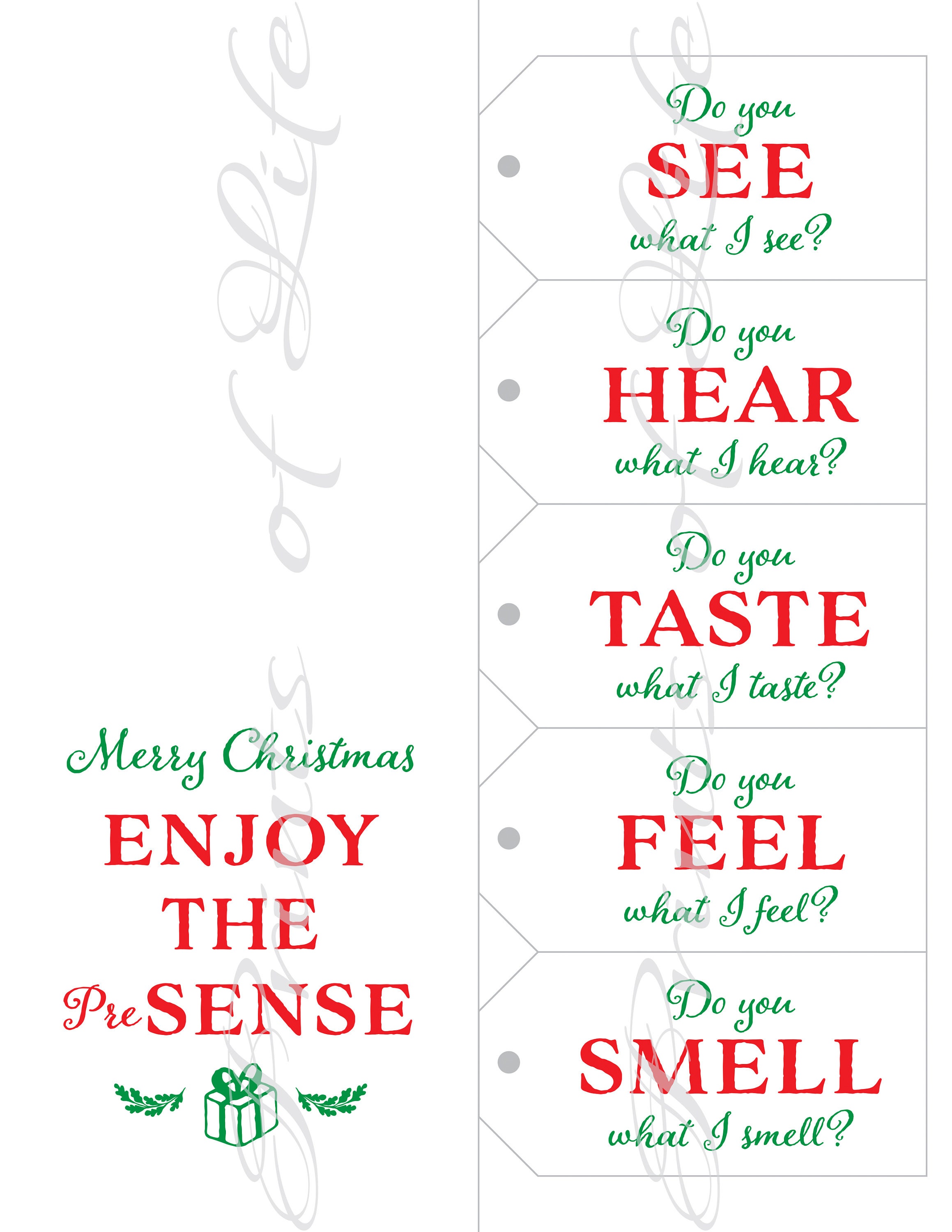 Buy Five Senses Gift Tags & Card. Secret Person Exchange. Instant Download  Printable. 5 Christmas Present Friend, Neighbor, Office Work Party. Online  in India -…