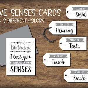 5 Senses Gift Tags, Anniversary Gift Tags, Anniversary Gift