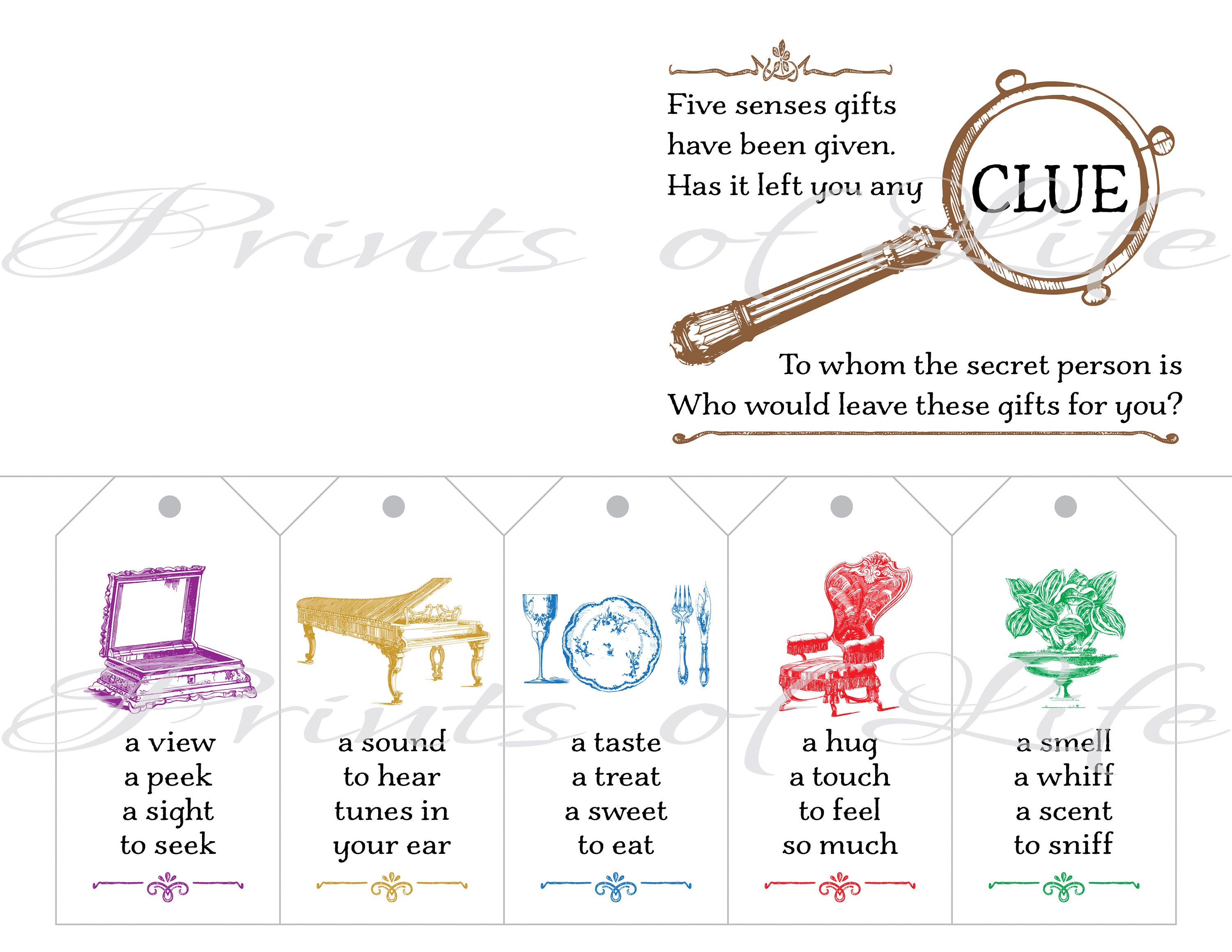 Senses Cards Five Senses Gift Tags – Simple Desert