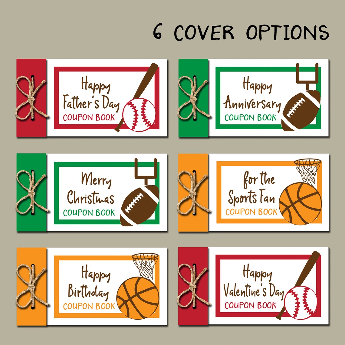 Sports Fan Coupon Book. PDF Instant Download. DIY Printable Etsy