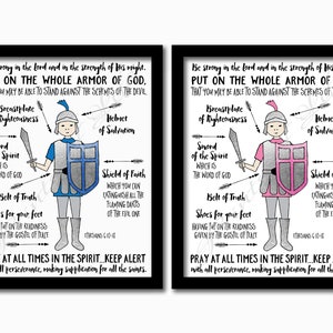 Christian print. Armor of God. Ephesians 6:10-18. Instant download. Digital printable. Teen art. Kids bedroom. Play room. Boy Girl Scripture