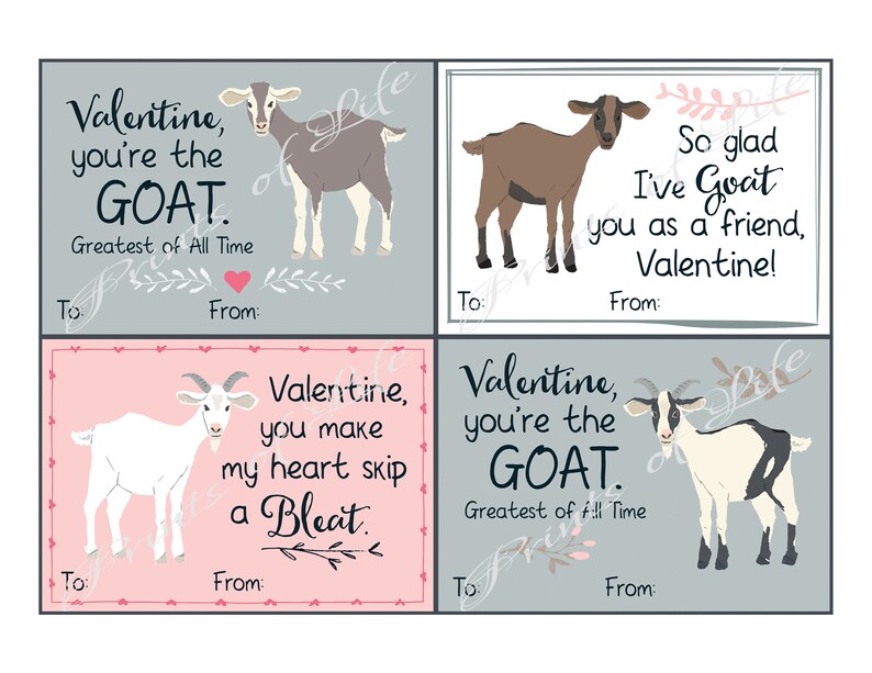 Kids Valentine Cards for School. Cute Goat Animals. Valentines - Etsy