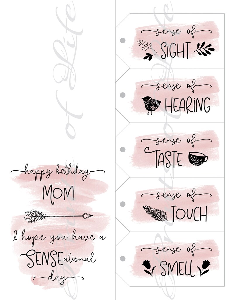 Instant download printable 5 Senses Gift Tags /& Card for Mom Mother/'s Day Five senses for her Christmas Birthday Best Mom Ever.