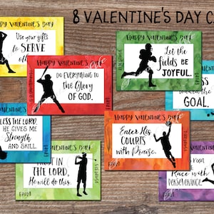 Cartes de Saint-Valentin pour enfants avec versets bibliques. Sports Valentines Day Boys girls Téléchargement instantané imprimable. Football baseball basket-ball football kvc