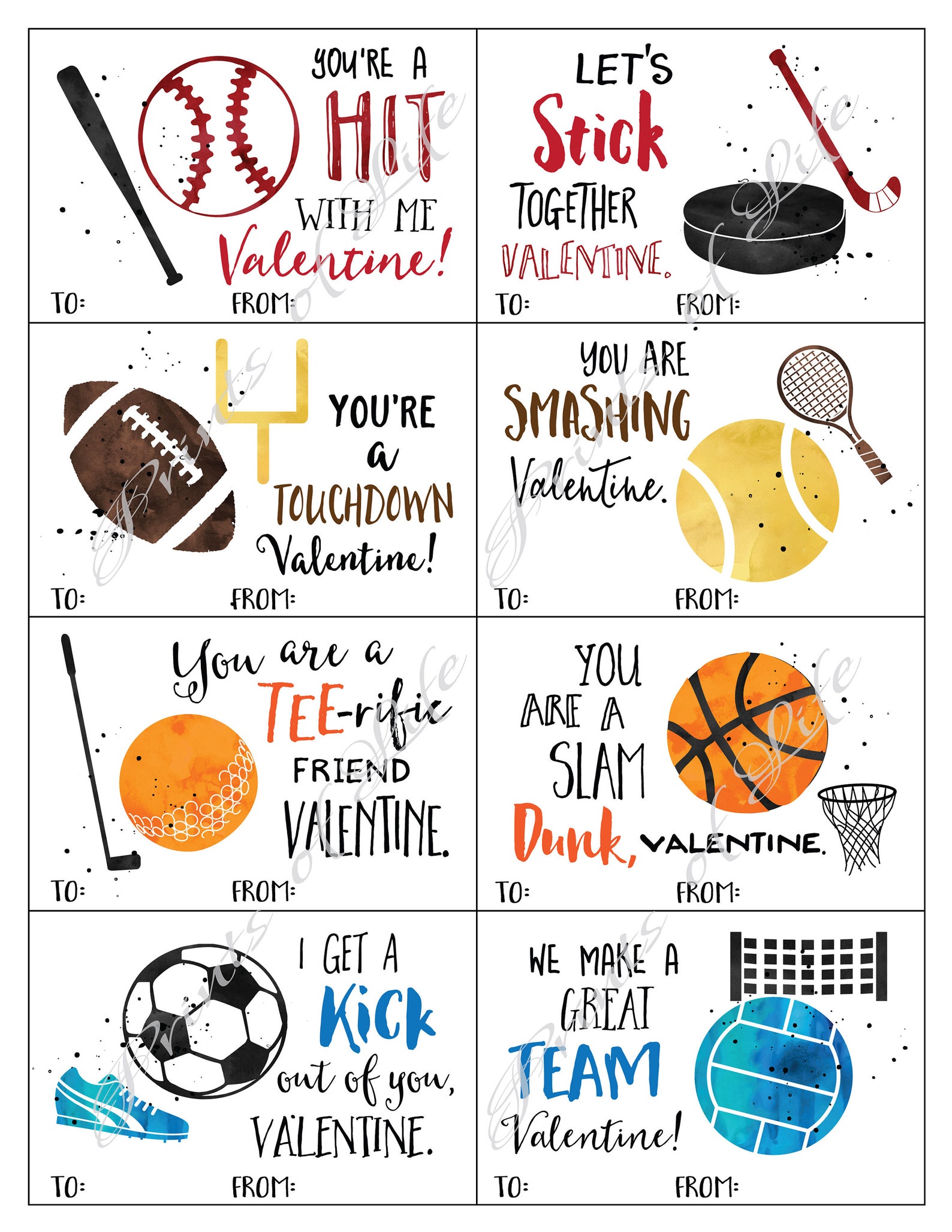 Kids Valentine Cards. Sports Valentines Day. Boys Girls. Etsy UK