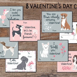 Kids Valentine cards for school. Cute dog Valentines Day tags for boys, girls. Instant download printable. Valentine kids. Puppy cards. kvc