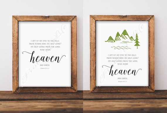 Bible Verse I Lift Up My Eyes To The Hills Psalm 121 1 2 Etsy