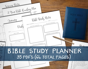 Bible Study Journal Planner Guide. Instant download printable. Sermon Notes. Prayer Christian Devotional Bundle. Organizer note book. SOAP.