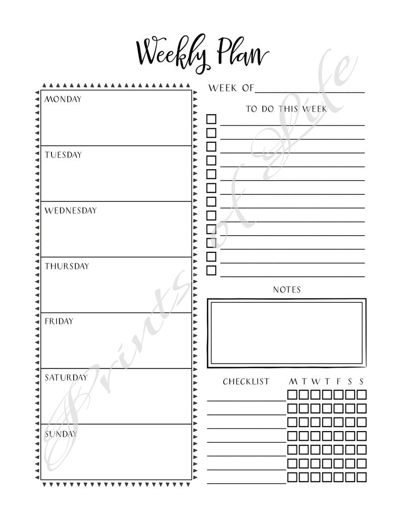 Weekly plan christian day planner worksheet calendar etsy