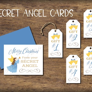 Secret Angel Geschenkanhänger & Karte. Sofortiger Download zum Ausdrucken. Weihnachts-Wechselgeschenk für Freund, Nachbar, Büro, Arbeit, Kirche Party.