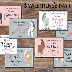 Christliche Valentinskarten für die Schule. Kinder Valentinstag Pferd Tags. Sofortiger download druckbare DIY Valentinstag. Niedliche Pferde, Pony. kvc