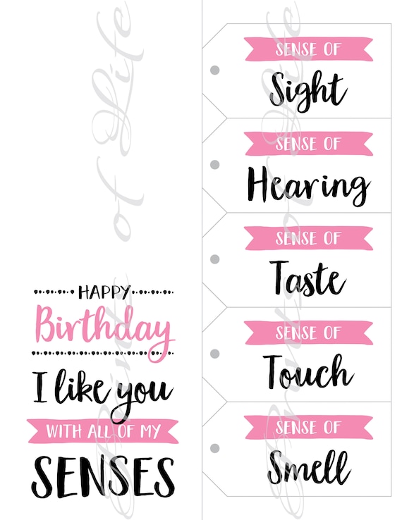 5 Senses Gift Tags Printable Labels Boyfriend Care Package for Him One Year  Anniversary Gifts for Boyfriend I Love You With All of My Senses 