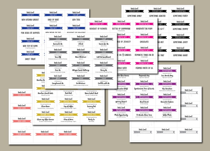 192 Date Night Idea cards. Instant download printable. Fun Romantic. Love coupon book. Date box jar Wedding. Valentines day gift for him. image 4