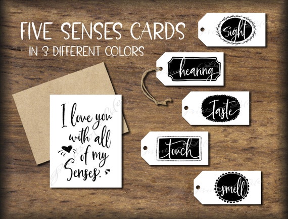 5 Senses Gift Tags & Anniversary Card. Instant Download Printable. Five  Senses Gift for Him Her Husband Wife. Date Night Idea Cards. 