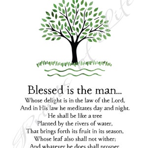 Christian wall art. Blessed is the man. Psalm 1:1-3 Instant download print. Home decor. Printable men gift artwork. Father's Day or birthday image 2
