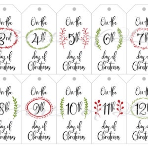 12 Days of Christmas Gift Tags & Card. Traditional. Instant Download ...