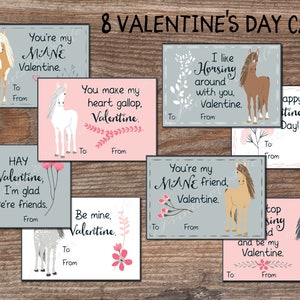Cartes de Saint-Valentin pour enfants pour l'école. Étiquettes mignonnes de cheval de Saint-Valentin pour des garçons, des filles. Téléchargement instantané. Imprimable Saint-Valentin. Enfants de la Saint-Valentin. kvc