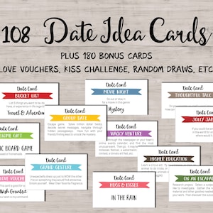 Ideas para una cita romántica. Tarjetas para una cita romántica. Caja para una cita romántica. Frasco para una cita romántica. Canasta de regalo para una cita romántica. Cita romántica para una boda. Descarga imprimible instantánea.