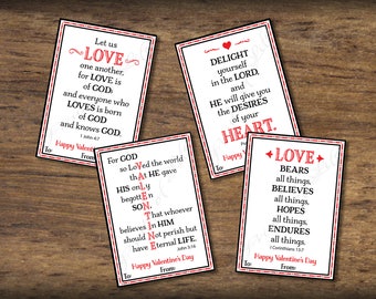 Kids Valentine cards with Bible verses. Valentines Day card for school. DIY Instant download printable for girls, boys. John 3:16. Love. kvc