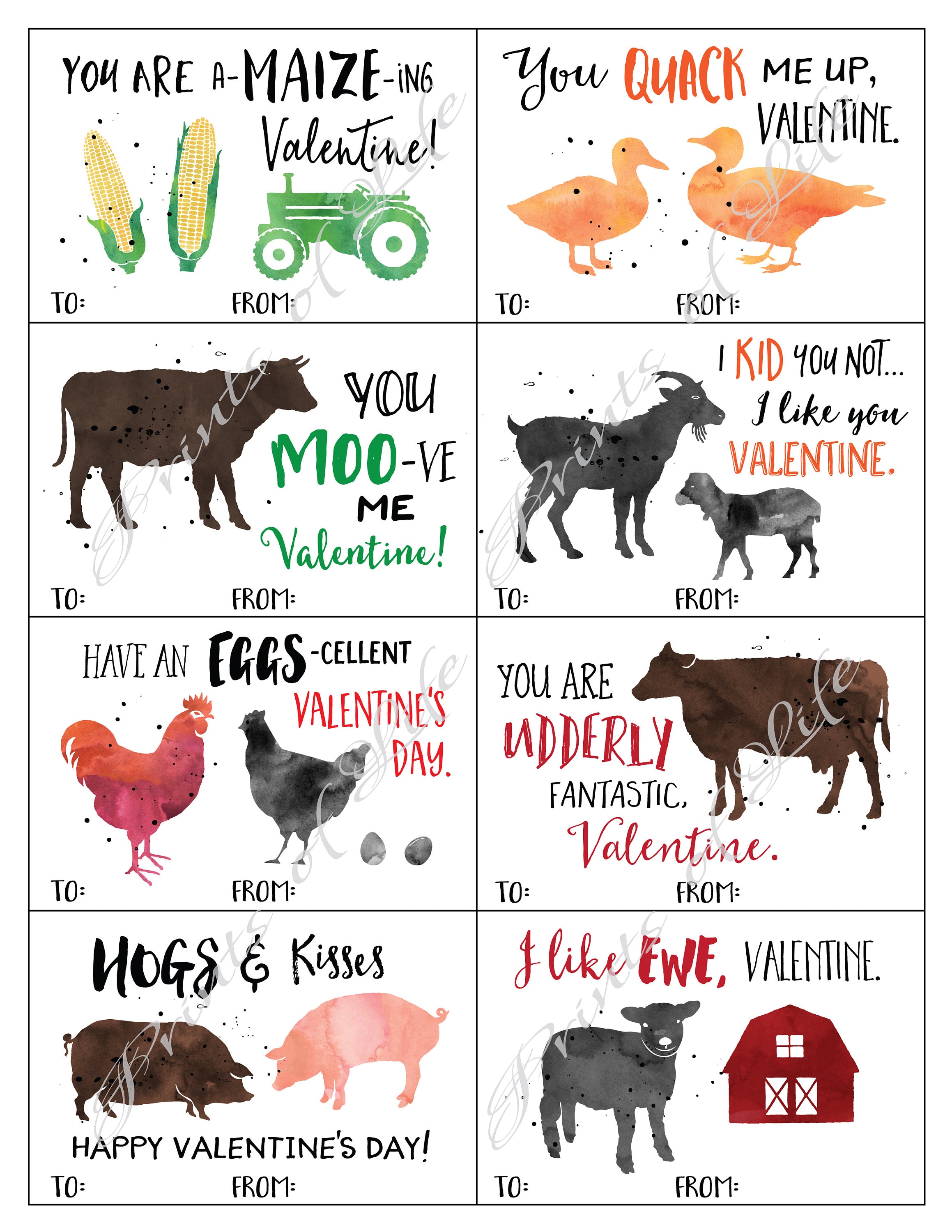 Kids Valentines Day Cards for School. for Boys Girls. Instant Download ...