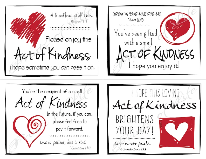 Love Random Act of Kindness Cards. Instant Download. Pdf Etsy