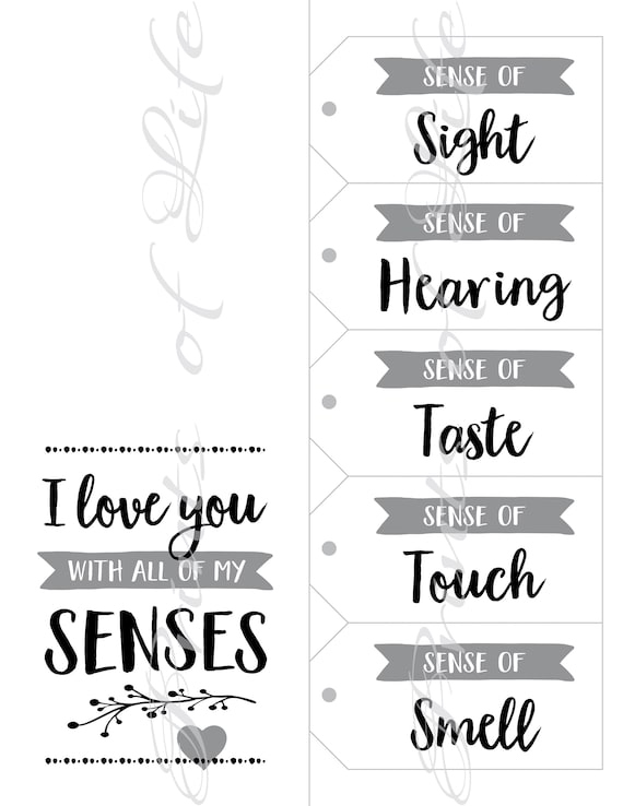 Printable 5 Senses Gift Tags for Him Gifts for Her Gift for