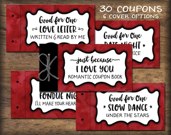romantic coupon book printable gift idea instant download love vouchers mens valentines day gift for him her husband wife spouse wedding printable romantic coupons for him