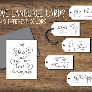 Carte et étiquettes-cadeaux Five Love. 5 mots d'amour Idée Rendez-vous amoureux. Téléchargement instantané imprimable. Cadeau de mariage pour lui, son mari, sa femme, pour la Saint-Valentin