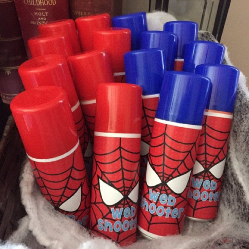 Spiderman Birthday Web Shooter Label for Silly String RED-YOU | Etsy