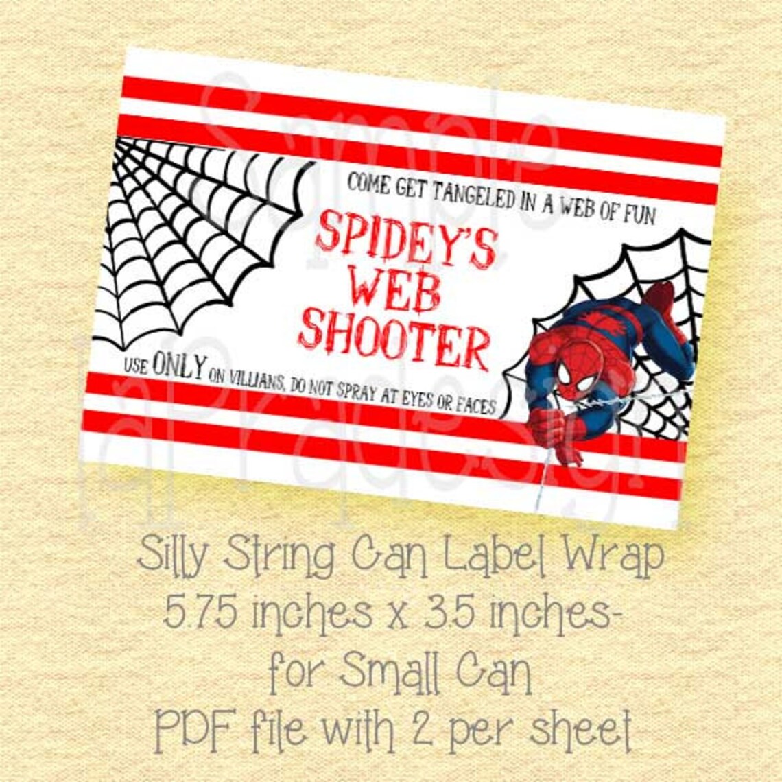 Spiderman Birthday  Shooter Label for Silly Stringsmall Etsy