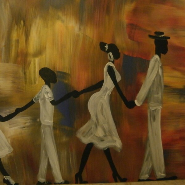 Original African American black art painting