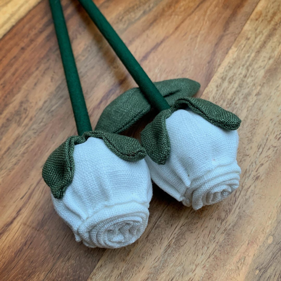 Single Ivory Linen Rose - Etsy