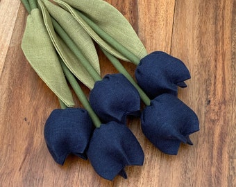 Dark blue linen tulips