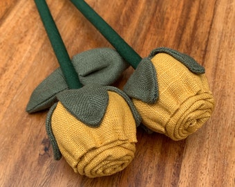 Single yellow linen rose