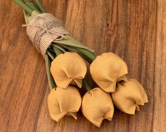 Yellow linen tulips
