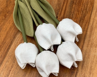 Ivory white linen tulips