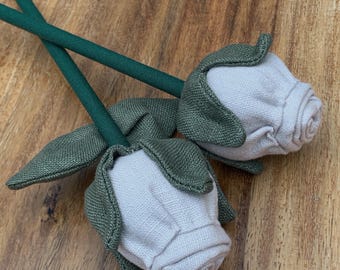Single natural linen rose
