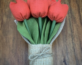 Rust orange linen tulips