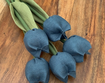 Slate grey linen tulips