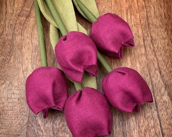 Magenta linen tulips