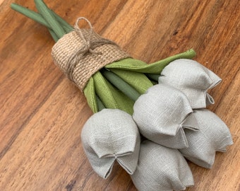 Natural linen tulips
