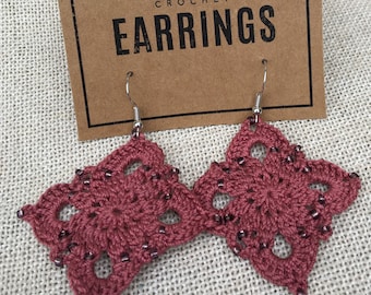 Beaded Large Royal Earrings (Rosebud)