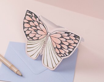 Illustrated Gold Foil Moth Greeting Card